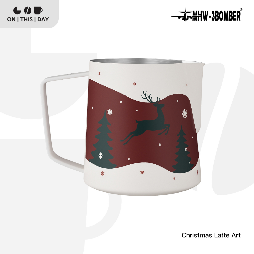 MHW-3BOMBER Christmas Latte Art พิชเชอร์ ขนาด 600 ml และแก้วเซรามิก ขนาด 280 ml