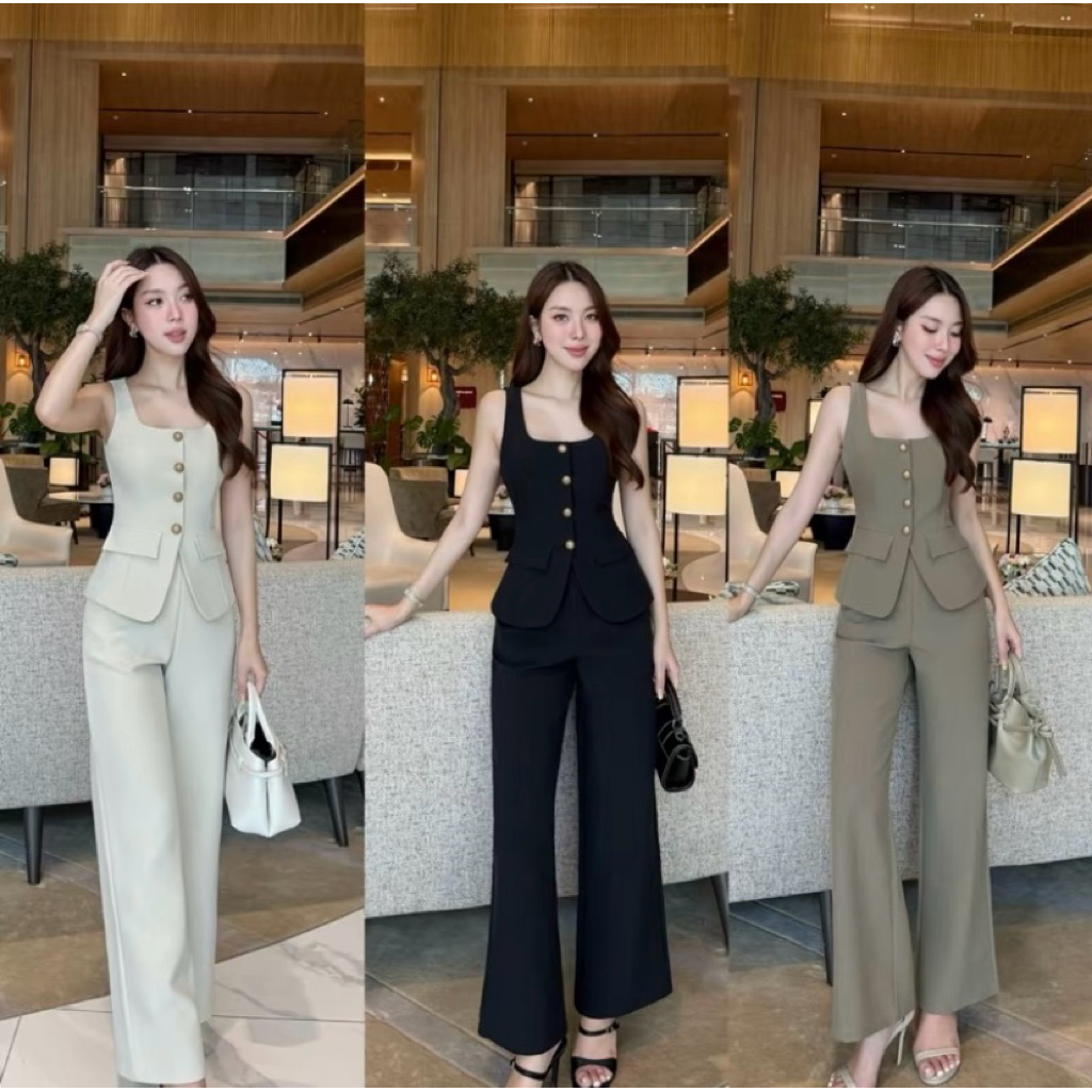 ส่งต่อชุดเซ็ต Davie set แขนกุด+กางเกงขายาว ร้าน Vellis closet