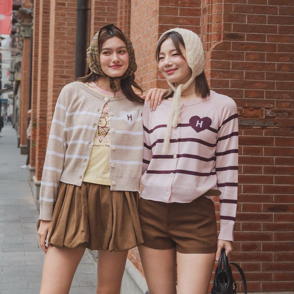 Healthy Planet Club-คาร์ดิแกนแขนยาว Healthy Heart knit cardigan 30% recycled polyester