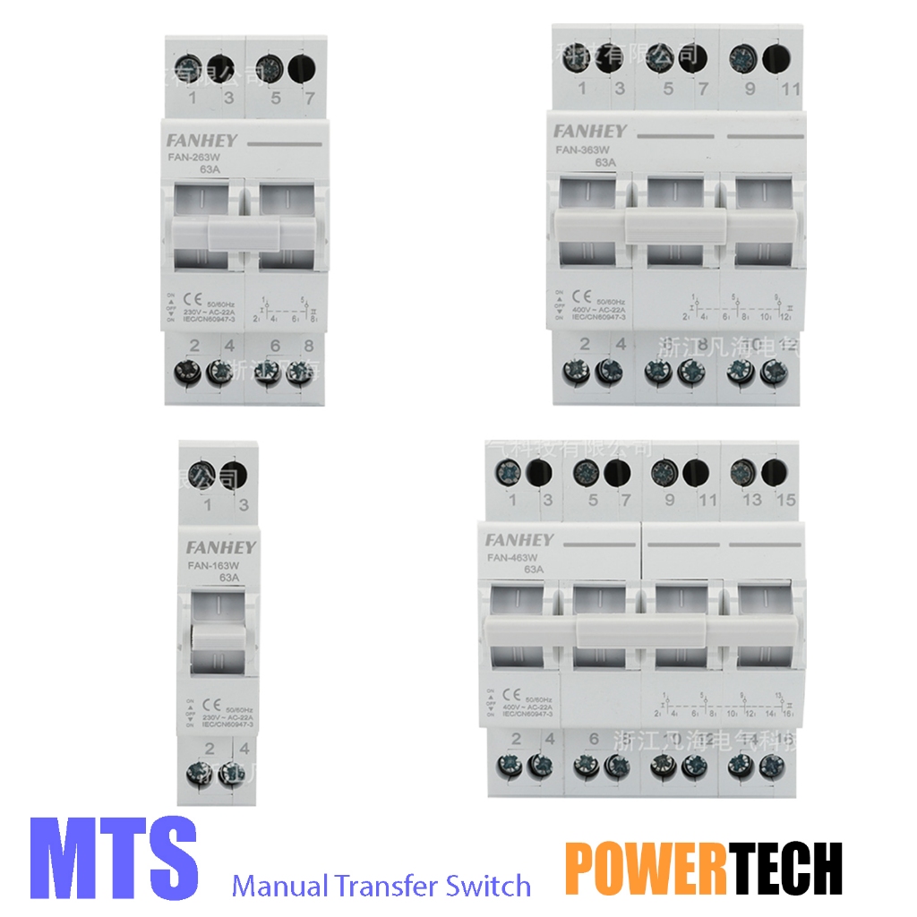 FANHEY MTS Manual Transfer Switch Breaker เบรคเกอร์ควบแหล่งจ่ายไฟ 2แหล่ง   1P 2P 3P 4P