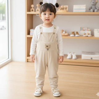 Babyonline(Y396)L5 (ส่งด่วน1วัน)กางเกงเอี๊ยมขายาวสำหรับเด็กผู้ชายและผู้หญิงสุดน่ารัก ผ้าลูกฟูก นิ่ม ใส่สบาย