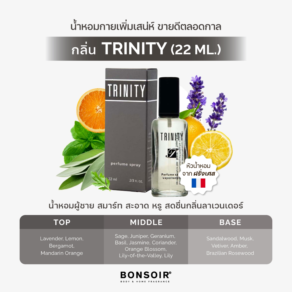 [ส่งตรงจากแบรนด์] น้ำหอม บองซัวร์ BONSOIR TRINITY Perfume ทรินิตี้