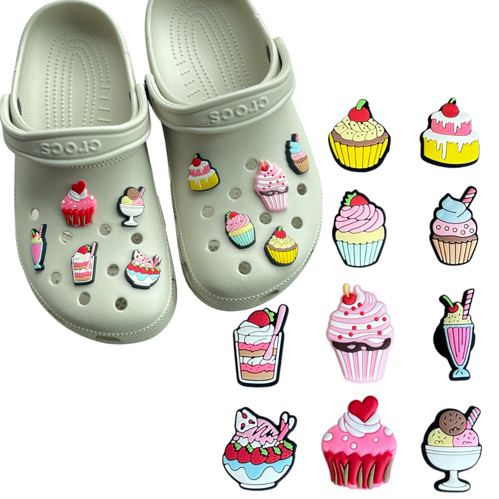 พร้อมส่ง ตัวติดรองเท้า ลายขนม ของหวานต่างๆ ที่ติดรองเท้า corcs ตัวติดตกแต่งรองเท้า
