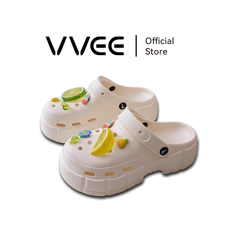 VVEE รองเท้าหัวโตผู้หญิง รองเท้าผู้หญิง แบบรัดส้น วัสดุ EVA พื้นหนานุ่ม รองเท้า VVEE กันลื่นและทนทาน
