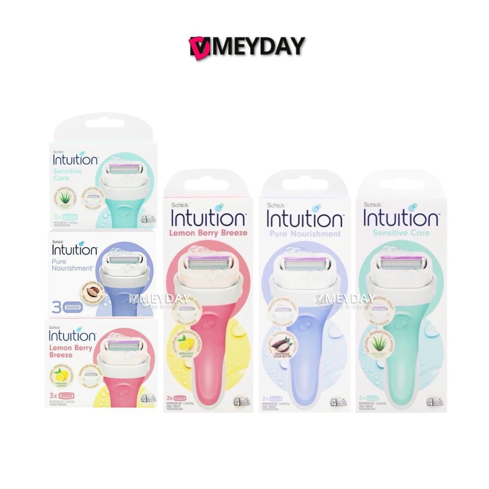 Schick Intuition มีดโกนขนหัวสบู่ แบบ 4 ใบมีด 1 ชิ้น / แบบ Refill เฉพาะหัวไม่รวมด้าม 3  ชิ้น/กล่อง