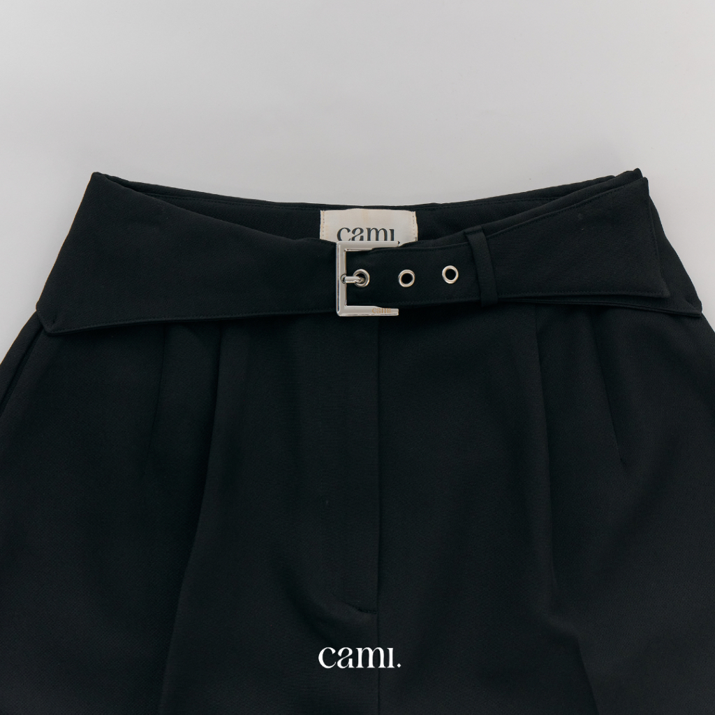 [Stock Clearance ไม่ผลิตเพิ่ม] CAMI Belted Pants - สี Black l กางเกงขายาวทรงบอลลูน