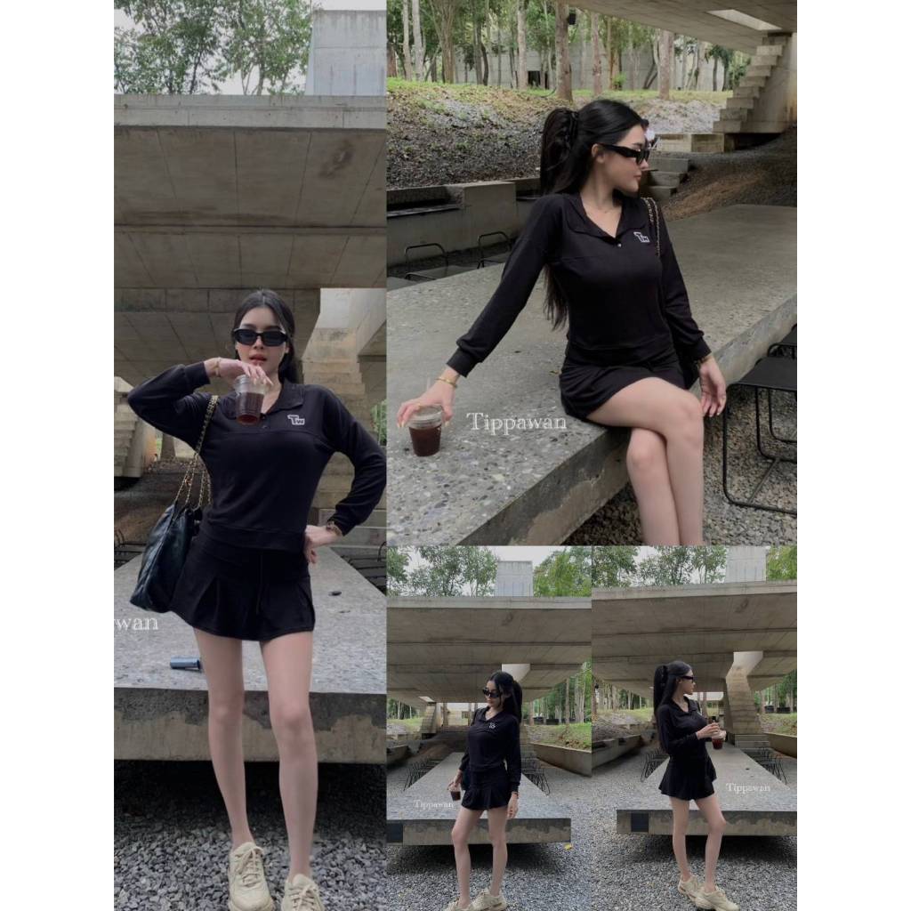 【TIPPAWAN】 TPW 38037 พร้อมหนาวแบบน่ารัก แขนยาวคอปกมาพร้อมกระโปรงสุดฮิต ด้านในมี กก สวยแบบชุดเดียวจบ