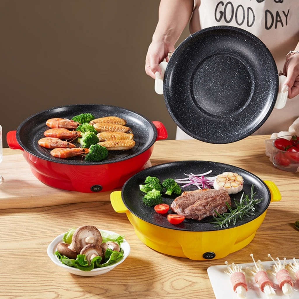 หม้อไฟฟ้า กะทะไฟฟ้า ไม่ติดกระทะ กระทะอเนกประสงค์กระทะไฟฟ้า ทอด ย่าง ผัด สเต๊กหม้อไฟฟ้า วัสดุสแตนเลสคงทน ทำความสะอาดง่าย - รูปที่ 6