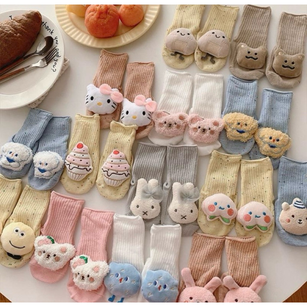 BabyCuteถุงเท้ายาว หัวการ์ตูน สำหรับเด็กแรกเกิด อายุ 0-12 เดือน ดีไซน์น่ารัก ใส่สบาย