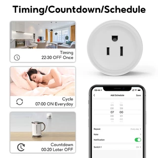 MeeGoo WiFi Smart Plug วัดพลังงาน-ปลั๊กไฟ 10A ปลั๊กไฟฝังผนัง ตั้งเวลาผ่านแอพ 2200W US สําหรับ Tuya