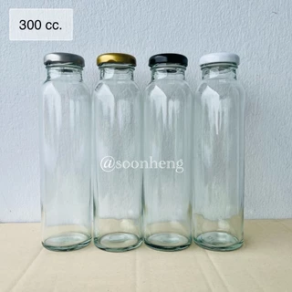 (WG824) ขวดแก้วทรงสูง แบบกลม 300 ml พร้อมฝาสแตนเลส 38 มม.