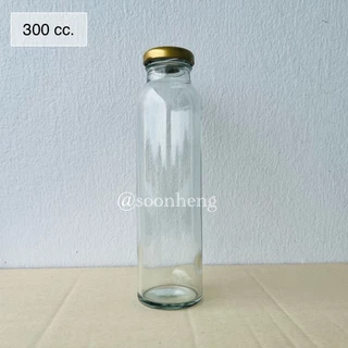 (WG824) ขวดแก้วทรงสูง แบบกลม 300 ml พร้อมฝาสแตนเลส 38 มม.
