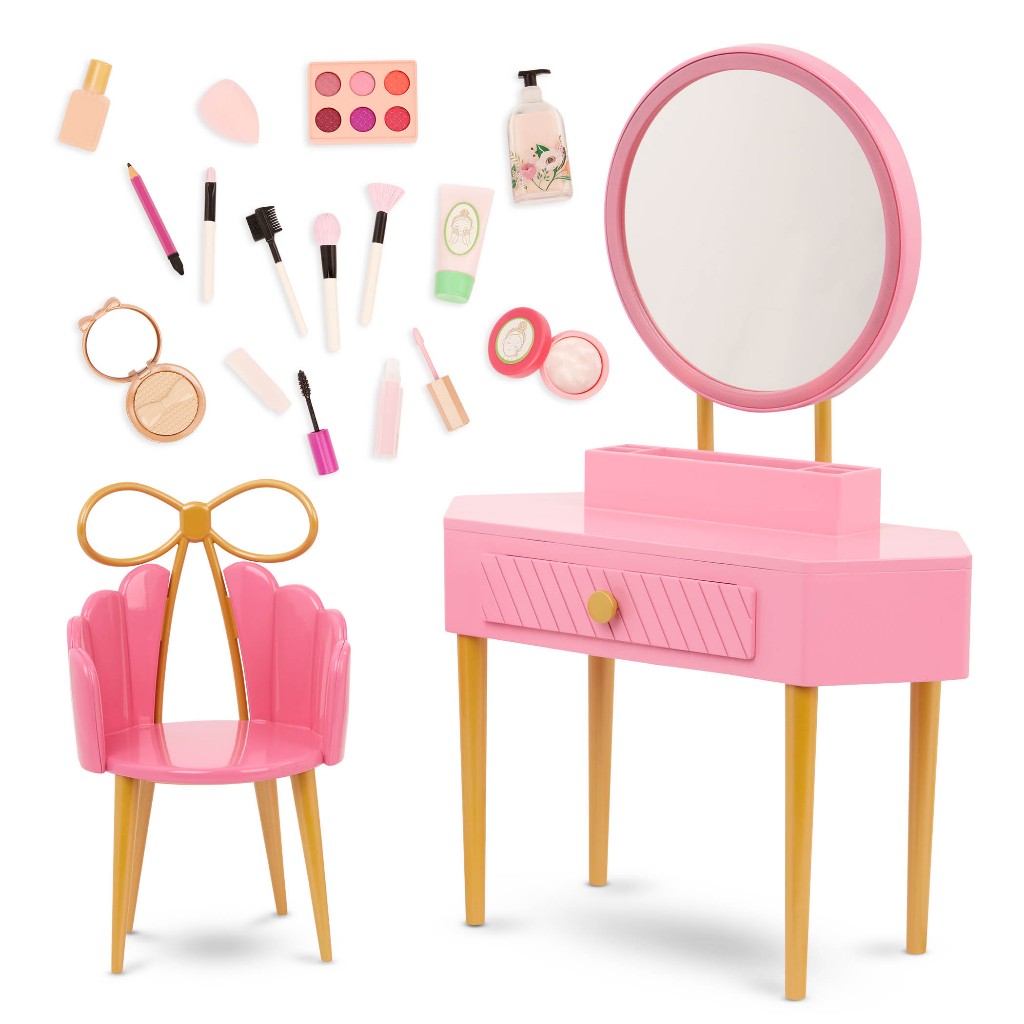 Our Generation VANITY W/CHAIR & ACCESSORIES เซ็ตโต๊ะเครื่องแป้งสำหรับตุ๊กตา