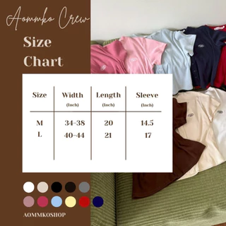 AOMMKO Crew เสื้อยืดงานปักแต่งกระดุมหน้า (ผ้าร่อง) งานSize M-L AOMMKOSHOP - S86