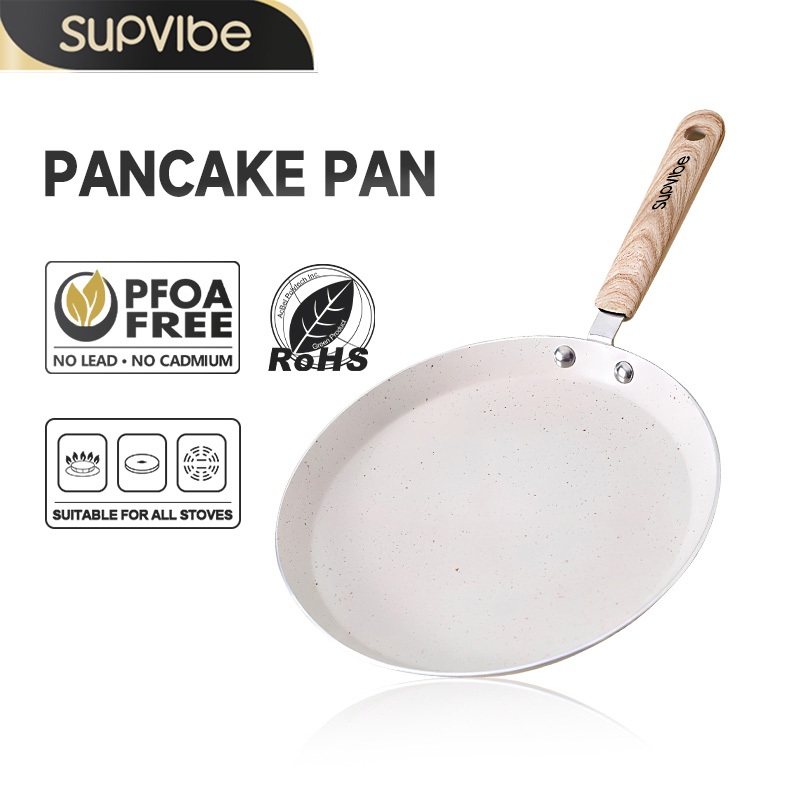 SUPVIBE กระทะก้นแบน กระทะเคลือบหินไมฟาน ทำอาหารเช้า ขนาดเล็ก น้ําหนักเบา ไม่ติดกระทะ ทำความสะอาดง่าย