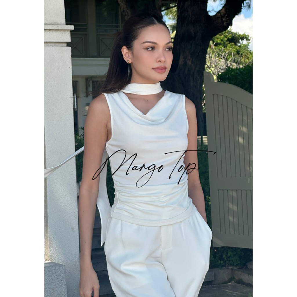 SEASON STUDIO - MARGO TOP / เสื้อแขนกุด คอถ่วง มีผ้าพันคอ