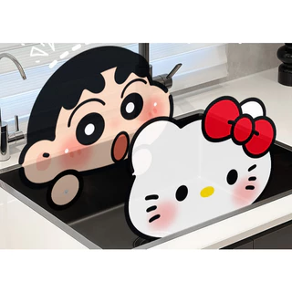 แผ่นกันน้ำกระเด็น แผ่นกันน้ำซิงค์ล้างจานลายการ์ตูนน่ารัก สไตล์ญี่ปุ่น พร้อมตัวดูดสูญญากาศติดแน่น กันน้ำกระเด็นดี ใช้งานง