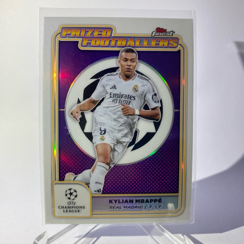 การ์ดสะสม นักฟุตบอล KYLIAN MBAPPE, REAL MADRID, PRIZED FOOTBALLERS , TOPPS FINEST 2025