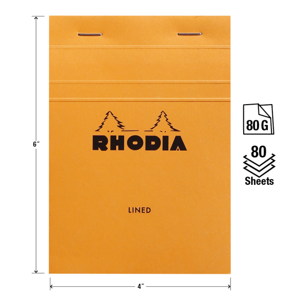 Rhodia N°13 Head Stapled Pad 80sh A6 Lined (C136) / สมุดฉีกแบบมีเส้น ขนาดA6 แบรนด์ Rhodia ประเทศฝรั่งเศส — صورة 4