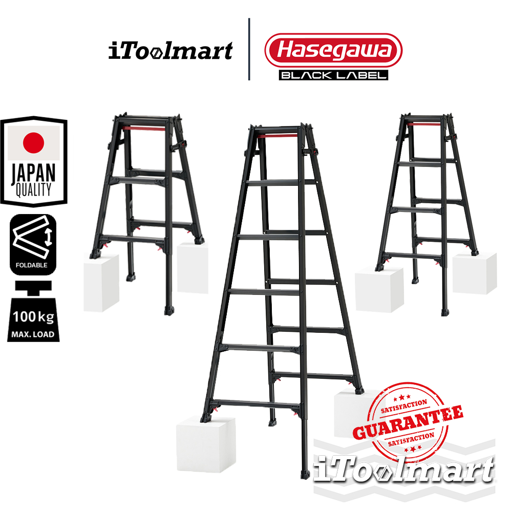 HASEGAWA บันไดอะลูมิเนียม RYZB รับน้ำหนักได้ 100 กก. ปรับความสูงได้หลายระดับ (เพิ่มสูงสุด 31 ซม.)
