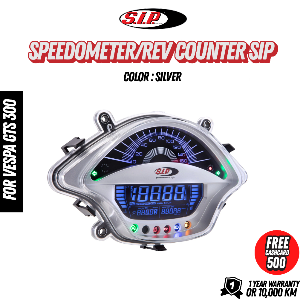 ไมล์ดิจิตอล SIP SILVER สำหรับ VESPA GTS (ปี14-22)(MV914006S)