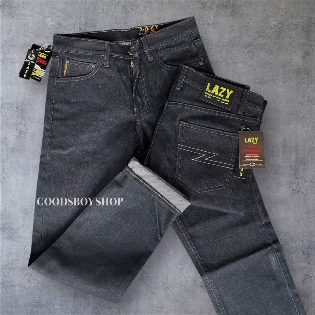 กางเกงยีนส์LAZYแท้ผ้าดิบ16oz กระบอกเล็ก (แถมป้าย+ตะขอ)