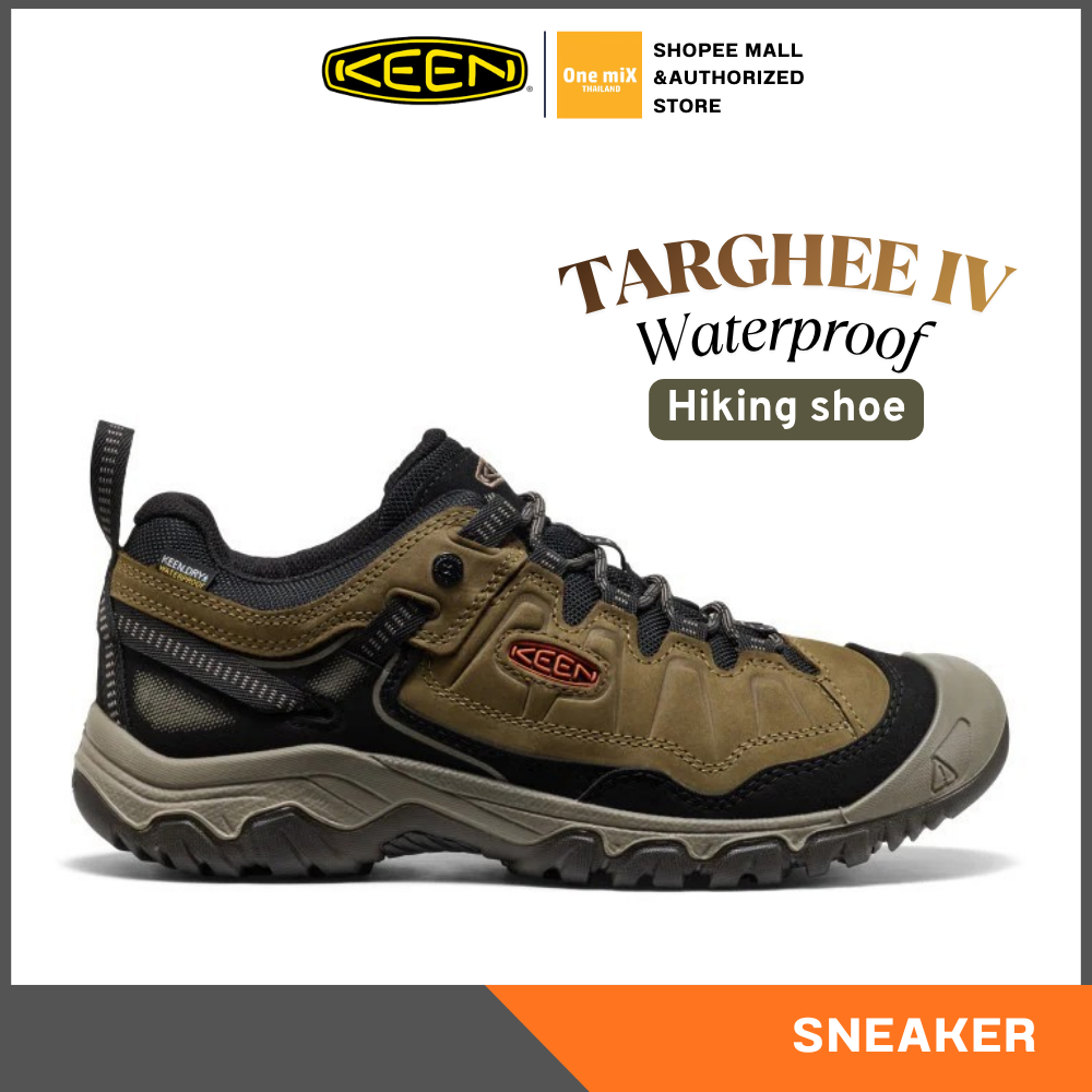 KEEN Men's Targhee IV Waterproof Hiking shoe (DARK OLIVE/GOLD FLAME) รองเท้าเดินป่า คีน แท้ กิจกรรม สายลุย ผู้ชาย