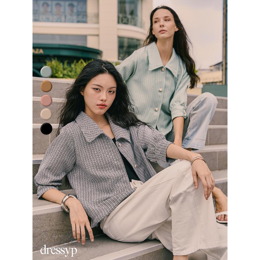 dressyp - Tweed Jacket เสื้อแจ็กเก็ตทวีต แขน3ส่วน เนื้อสัมผัสนุ่ม น้ำหนักเบา ทรงสวย คลาสสิค DP357