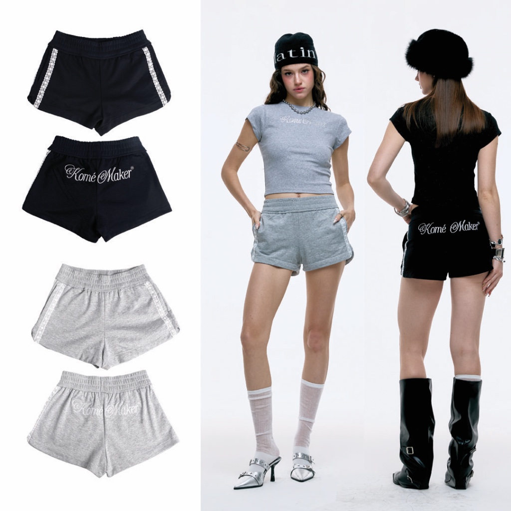 kome.offi (S-4XL) กางเกงขาสั้นแถบลูกไม้ รุ่น Komé maker short
