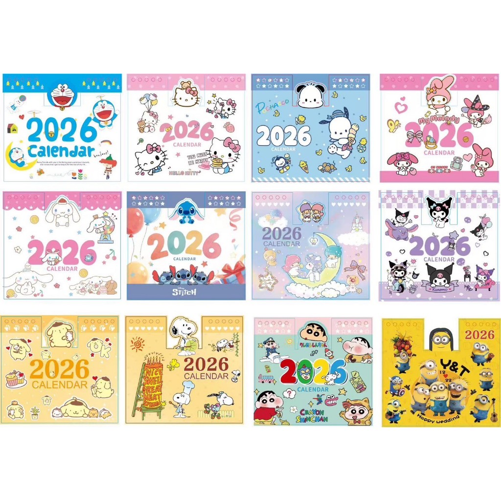 ปฏิทินตั้งโต๊ะลายการ์ตูน ปี 2026/2569 เนื้อกระดาษด้านในเขียนโน้ตได้