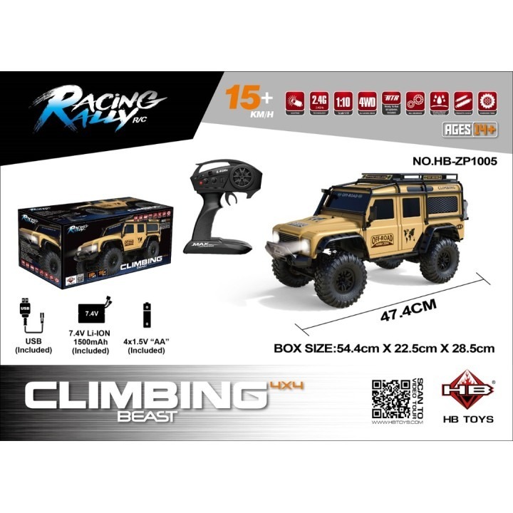 รถออฟโรดบังคับ 1:10 HB-ZP1005 Rock Crawler Trail Truck 4WD RC 2.4GHz