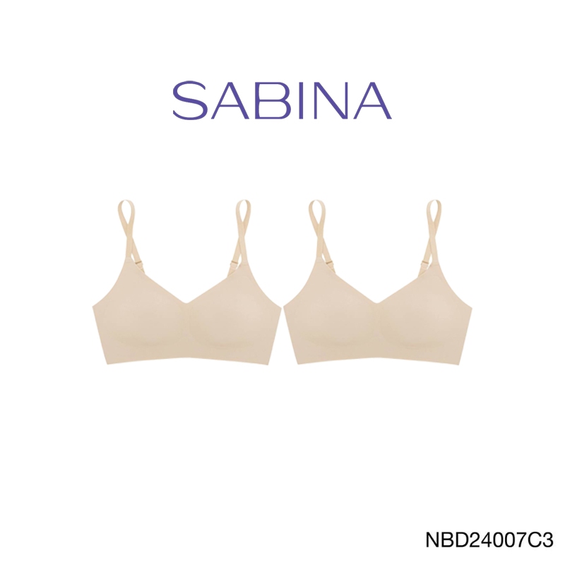 [Online Exclusive] (Set 2 ชิ้น) Sabina Perfect Bra Level 1 เสื้อชั้นใน ไร้ตะเข็บ ไร้โครง รหัส NBD24007C3 - สีเนื้อเข้ม