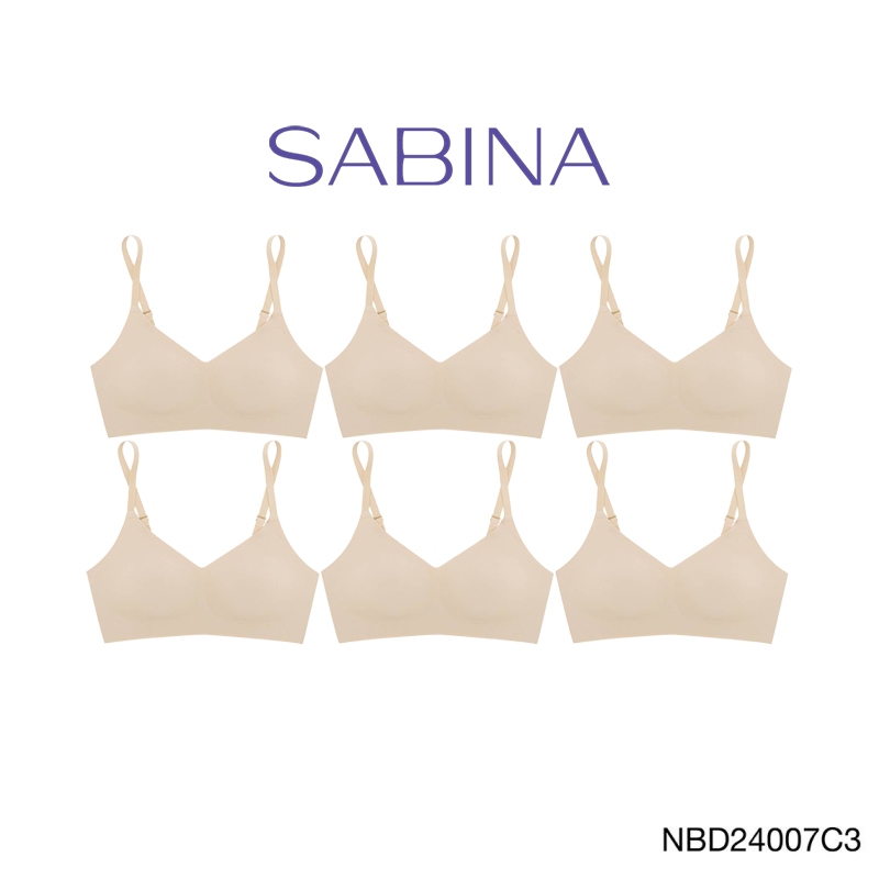 [Online Exclusive] (Set 6 ชิ้น) Sabina Perfect Bra Level 1 เสื้อชั้นใน ไร้ตะเข็บ ไร้โครง รหัส NBD24007C3 - สีเนื้อเข้ม
