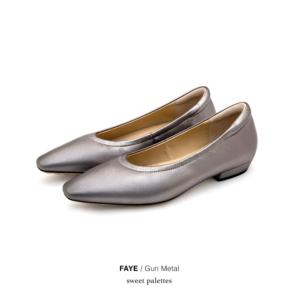 Sweet Palettes รองเท้าหนังแกะ Faye Gun Metal