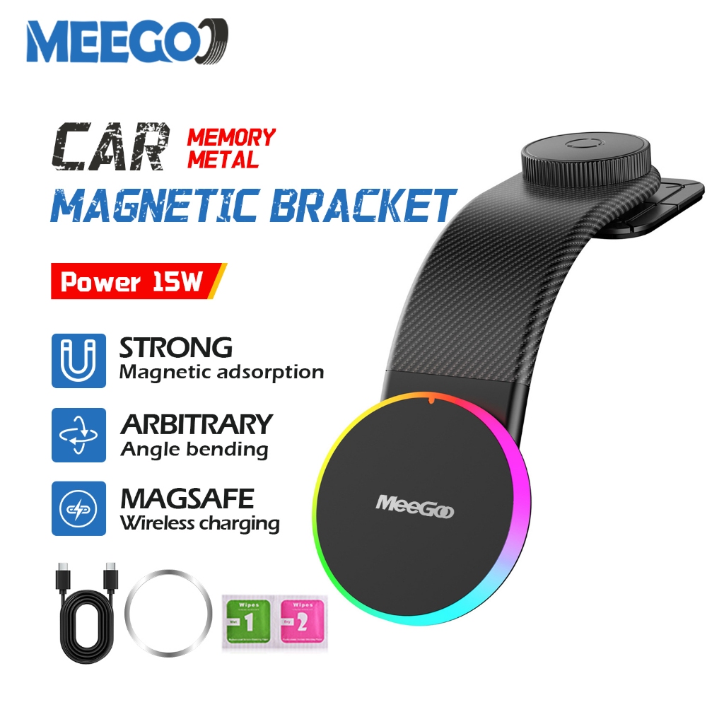 MeeGoo ที่วางโทรศัพท์มือถือในรถ พับแนวตั้ง 180° หมุนแนวนอน 360° การชาร์แม่เหล็กของ magsafe ไร้สาย 15W