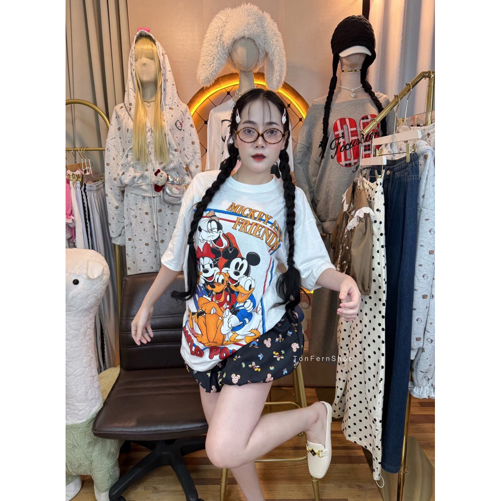 #Club เสื้อยืดผ้าฟอกพิมลาย งานOver size งานสวยสับสกรีนหน้าหลังจับใจ