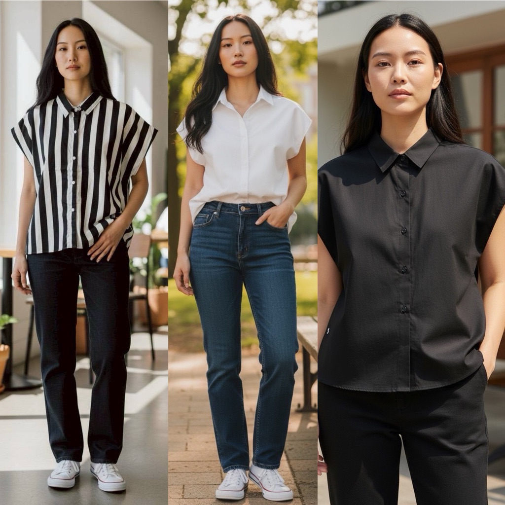 🖤🤍 เสื้อเชิ้ตแขนล้ำผ้าcottonระบายอากาศดีการตัดเย็บแพทเทินดีงาม♾️