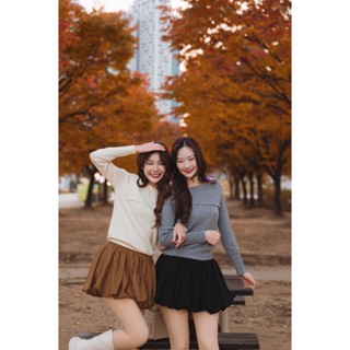 W58 Osaka Fold Sweater ( เสื้อไหมพรมแขนยาว คอกว้าง ผ้านุ่มนิ…
