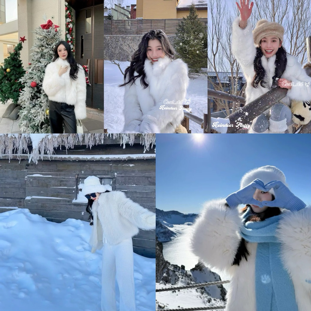 DD(no.88)🎄🦌 ✨Reindeer fluffy jacket 🦌🌨️ แจ็คเก็ตเฟอร์ขนนุ่มน่ากอด feel like กวางน้อยใน winter wonderland 💫 - รูปที่ 4
