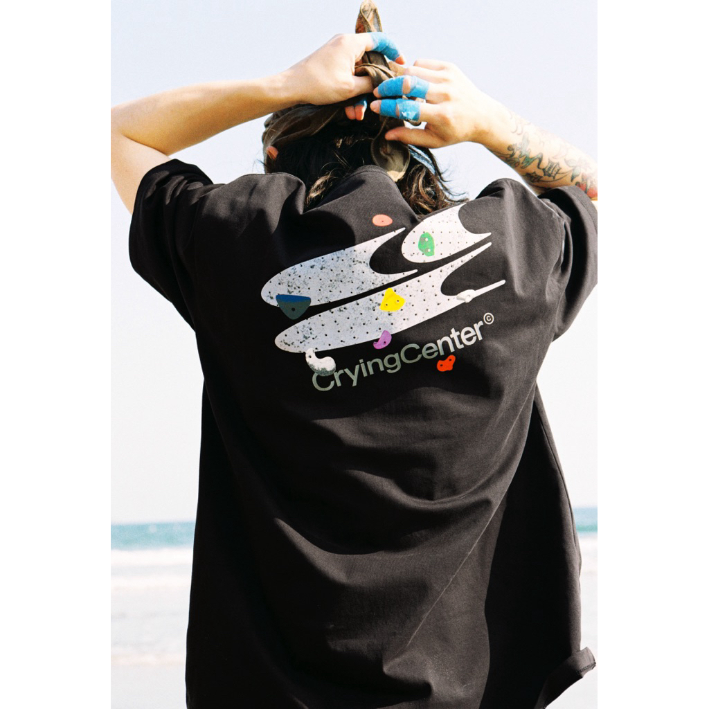 CryingCenter เสื้อยืดคอกลมแขนสั้นสำหรับออกกำลังกาย Rock Climbing T-Shirt Collection