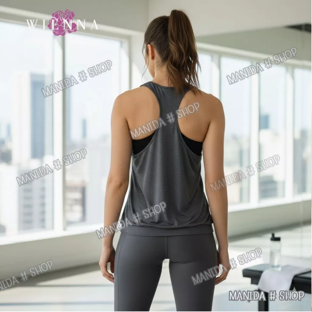เสื้อออกกำลังกาย WIENNA รุ่น DH21001 ทรงสปอร์ต บราในตัว สีเทาเข้ม thumbnail 3
