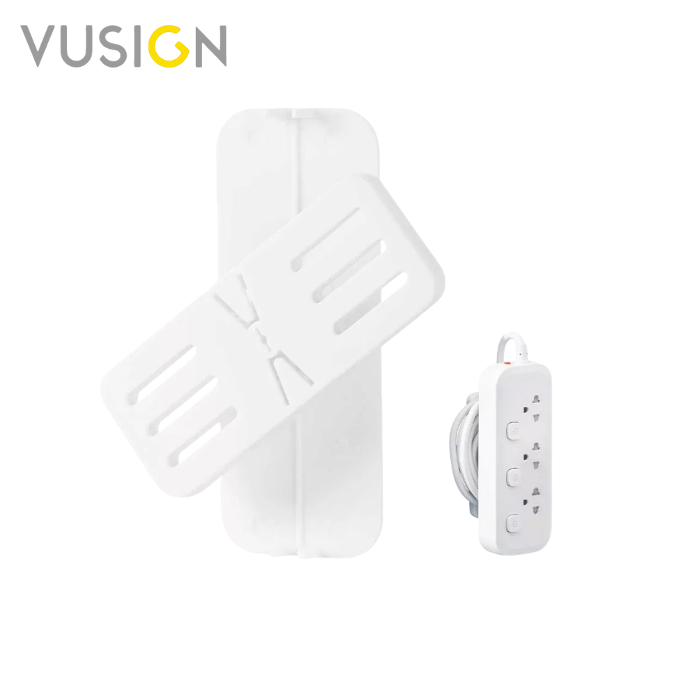 Vusign ที่ยึดปลั๊ก แผ่นติดรางปลั๊กไฟ หมุนได้ ยึดได้แบบไม่ต้องเจาะ จัดระเบียบปลั๊ก Power Strip Holder