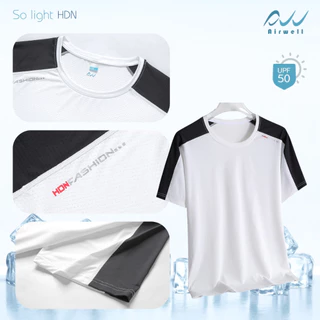 AIRWELL เสื้อยืดผู้ชายติดแอร์ รุ่น So Light HDN ป้องกันUV เนื้อผ้ายืดบางเบา เย็นสบาย ระบายอากาศดี