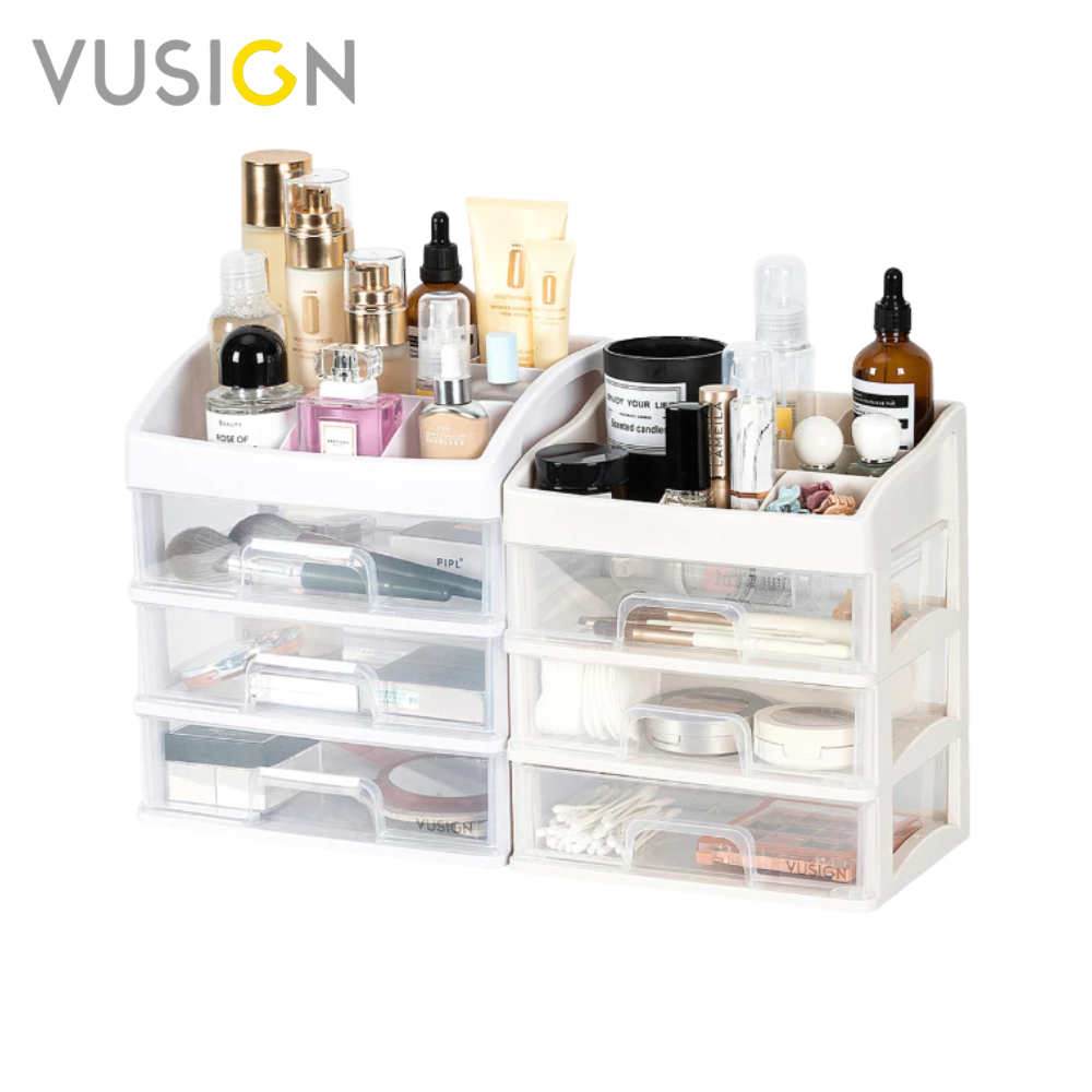Vusign ชั้นวางเครื่องสำอางค์ กล่องเอนกประสงค์ มีลิ้นชัก วางซ้อนได้ Cosmetic Drawer