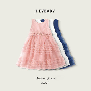 1-12 ปี ชุดเดรสเจ้าหญิง กระโปรงสีฟ้า เดรสเด็ก แขนกุด กระโปรง…