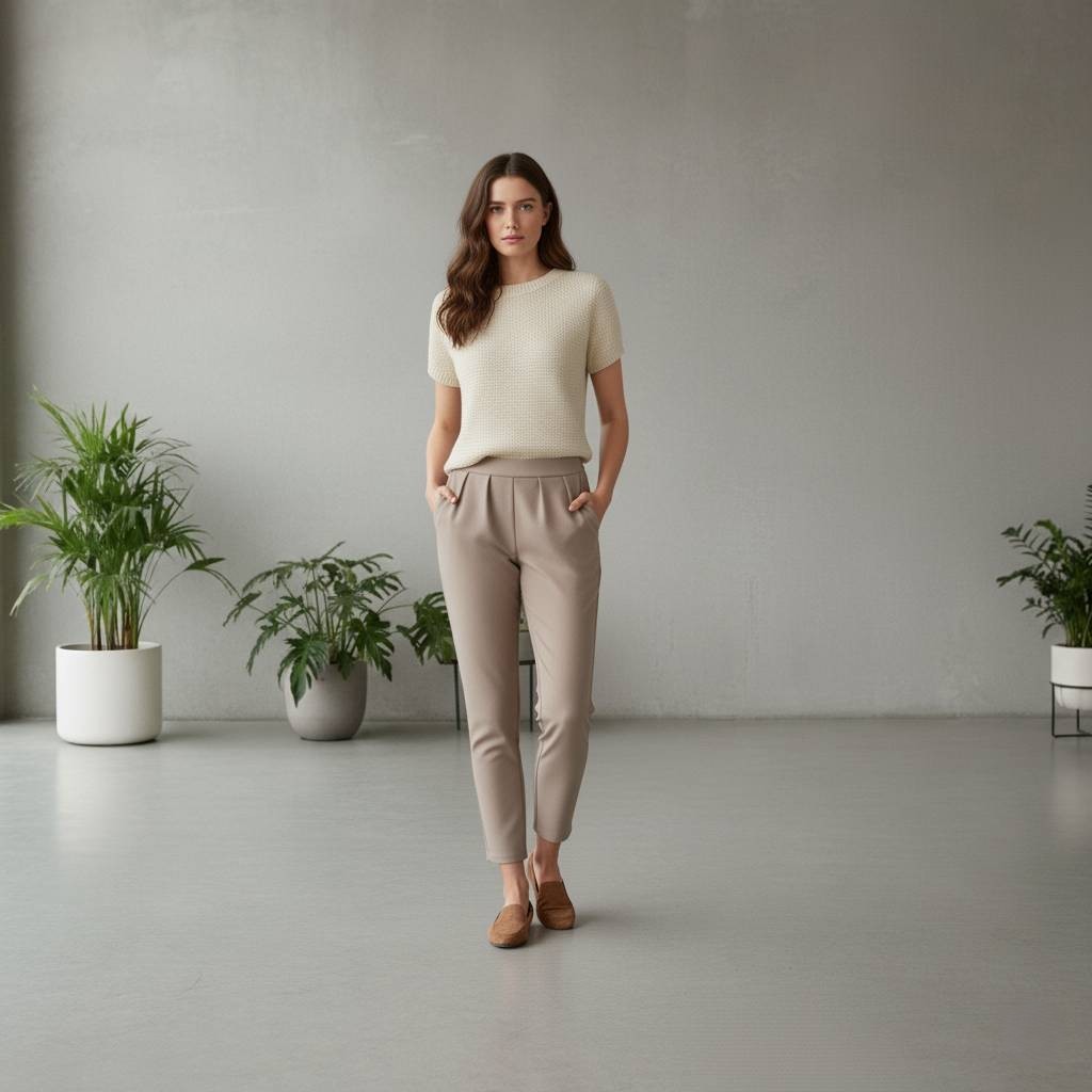 กางเกงทำงานผ้าวูลเวฟ ทรงบอลลูน นุ่ม มีความยืดหยุ่น ระบายอากาศได้ดี ใส่สบาย เอวยางยืด เอว 28-38 นิ้ว - รูปที่ 5