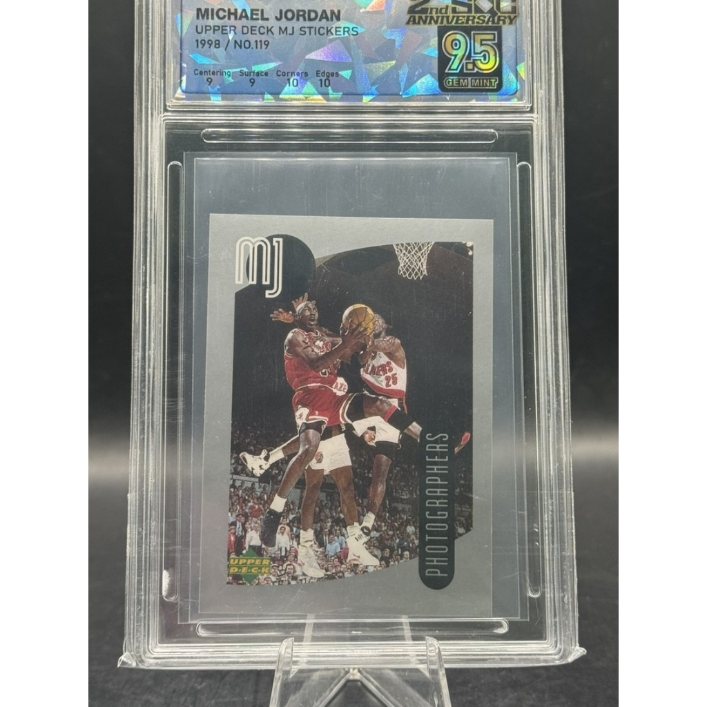 👑 **MICHAEL JORDAN** SQC 9.5 GEM MINT! 1998 Upper Deck **MJ STICKERS** #119 สภาพมิ้นท์