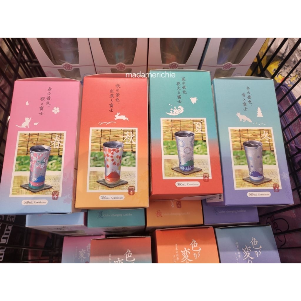 พร้อมส่ง แก้วเก็บความเย็นเปลี่ยนสี ลาย4ฤดู สินค้าแบรนจากดองกิญี่ปุ่น