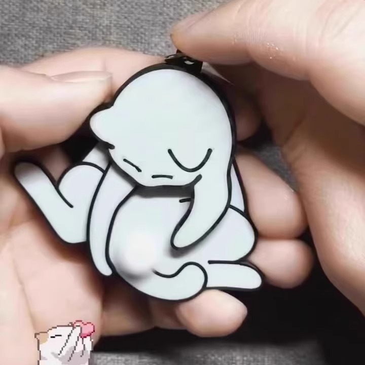 สร้างสรรค์ดึงเล่นไข่แมวพวงกุญแจน่ารักตลกหมุนได้อะคริลิกระเป๋าจี้ตกแต่งของขวัญเพื่อน - รูปที่ 2