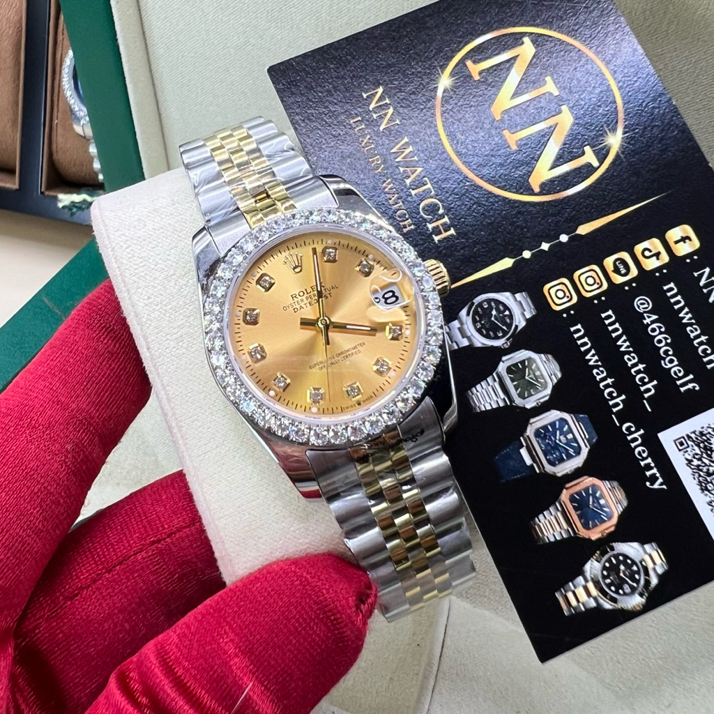 นาฬิกาข้อมือ RL datejust jubilee 31mm fully diamond gold dial